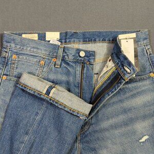 Levi's Premium Selvedge Jean Men 32x32 Blue 50's Straight Cotton Hemp Distressed